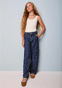 Calca Wide Jeans Cargo Authoria