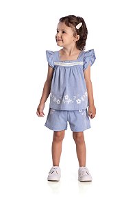 Conjunto Infantil Denin Com Branco Nini Bambine