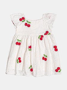 Vestido Bebe Laise Bordado Cerejas Momi