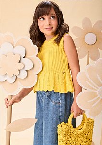 Regata Infantil De Tricot Amarelo Momi