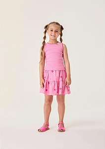 Conjunto Infantil Rosa Com Saia florzinhas Bimbi