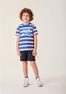 Camiseta Infantil Listrada Tubarões Bimbi