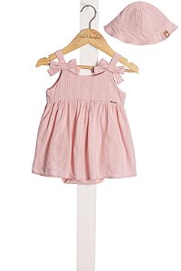 Vestido Bebe Com Chapeu Rosa Nini E Bambine