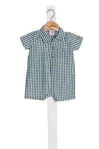 Macacao Bebe Xadrez Verde Nini Bambine
