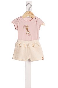 Conjunto Body E Short Bebe Girafinha Jaca Lele