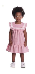 Vestido Infantil Listras Vermelho Nini Bambine