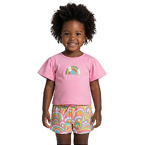 Conjunto Infantil Arco Iris Com Shorts Jaca Lele