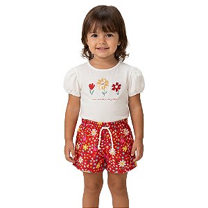Conjunto Infantil Flores Com Shorts Jaca Lele