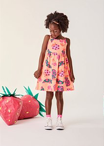 Vestido Infantil Frutas Floral Bimbi