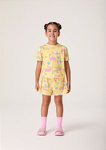 Pijama Infantil Unicórnio Amarelo Bimbi
