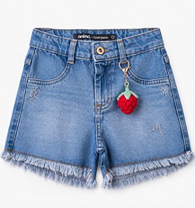 Shorts Jeans Infantil Pinjente Morango Anime