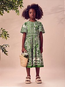 Vestido Infantil Verde Azeitona Anime