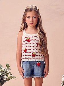 Blusa Infantil Trico Morangos Anime
