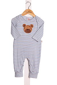 Macacao Bebe Listras Urso Nini Bambine