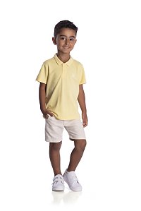 Conjunto Infantil Bermuda E Polo Amarela Nini Bamb