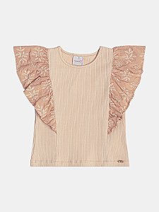 Blusa Infantil Canelada Babado Laise Momi