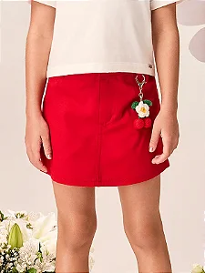 Shorts Saia Infantil Com Chaveiro Vermelho Momi