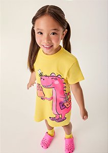 Vestido Infantil Dinossaura Rosa Bimbi