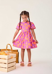 Vestido Infantil Laranjas Poas Bimbi