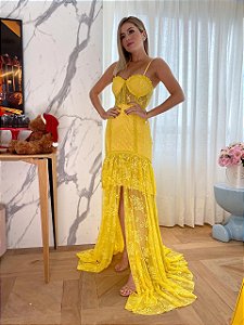 vestido longo amarelo morgana - cloude