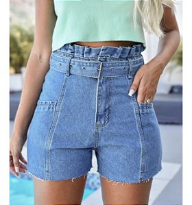 Short jeans com cinto - alcance