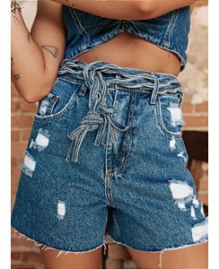 Short jeans com cinto - alcance