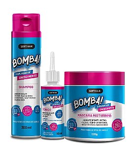 Soft Hair Bomba Explosão De Crescimento  Kit Shampoo,Tônico 50mL E Máscara