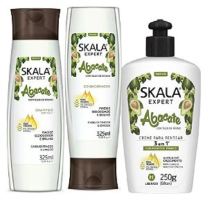 Skala Abacate Kit Shampoo, Condicionador E Creme Cabelos Opacos