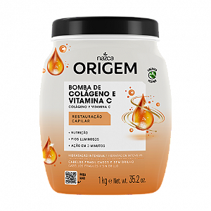 Origem Mascara Bomba De Colágeno E Vitamina C Restauração Capilar 1kg