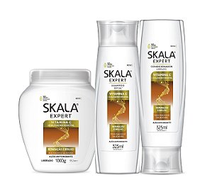 Skala Kit Reconstrução Capilar Vitamina C+Colágeno Vegetal 3 Passos