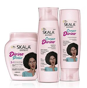 Skala Crespo Divino Kit shampoo Condicionador e Máscara 2em1