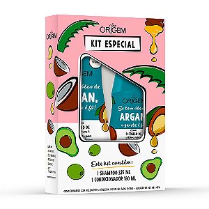 Kit  Óleo de Argan Origem Shampoo 325Ml Condiconador 180M Para Cabelos Fragilizados