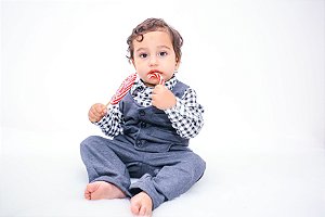 Conjunto Social para Bebê Calça, Colete e Camisa Xadrez