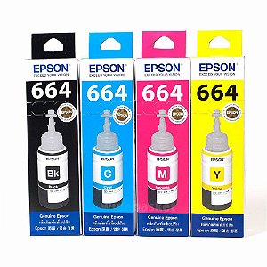 Kit 4 Refil Tinta Epson T664 L110 L210 L355 Originais