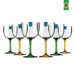 12 Taças de Gin Bicolor 580 Ml Verde e Amarela