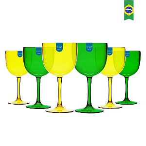 12 Taças de Gin 580 Ml Verde e Amarelo translucido
