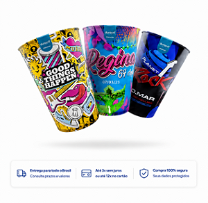 100 Copos EcoLabel 430 ml Biodegradável Personalizados 360°