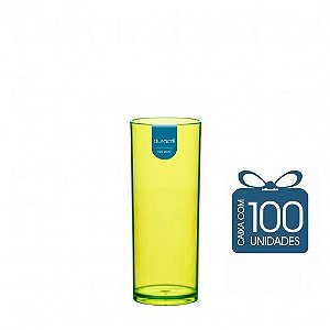 100 Copos Long Drink 330 ml Amarelo Neon