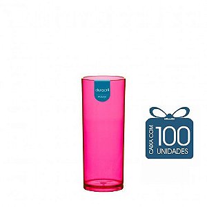 100 Copos Long Drink 330 ml Rosa Neon