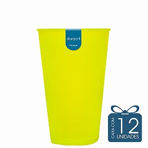 12 Copos Ecológico Biodegradável 550 ml Amarelo Neon