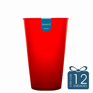 12 Copos Ecológico Biodegradável 550 ml Vermelho