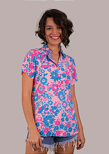 Camisa Polo Rosa Floral