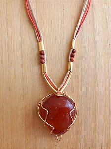 Colar regulável de cornalina