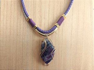 Colar dois cordões de fluorita roxa