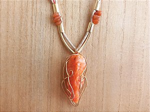 Colar regulável de calcita laranja