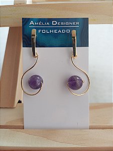 Brinco longo de ametista