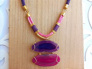 Colar curto duplo de ágata