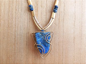 Colar regulável de lápis lazúli