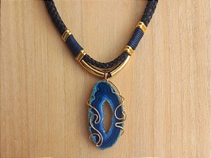 Colar dois cordões de ágata geodo