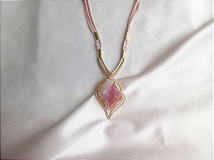 Colar regulável de turmalina rosa